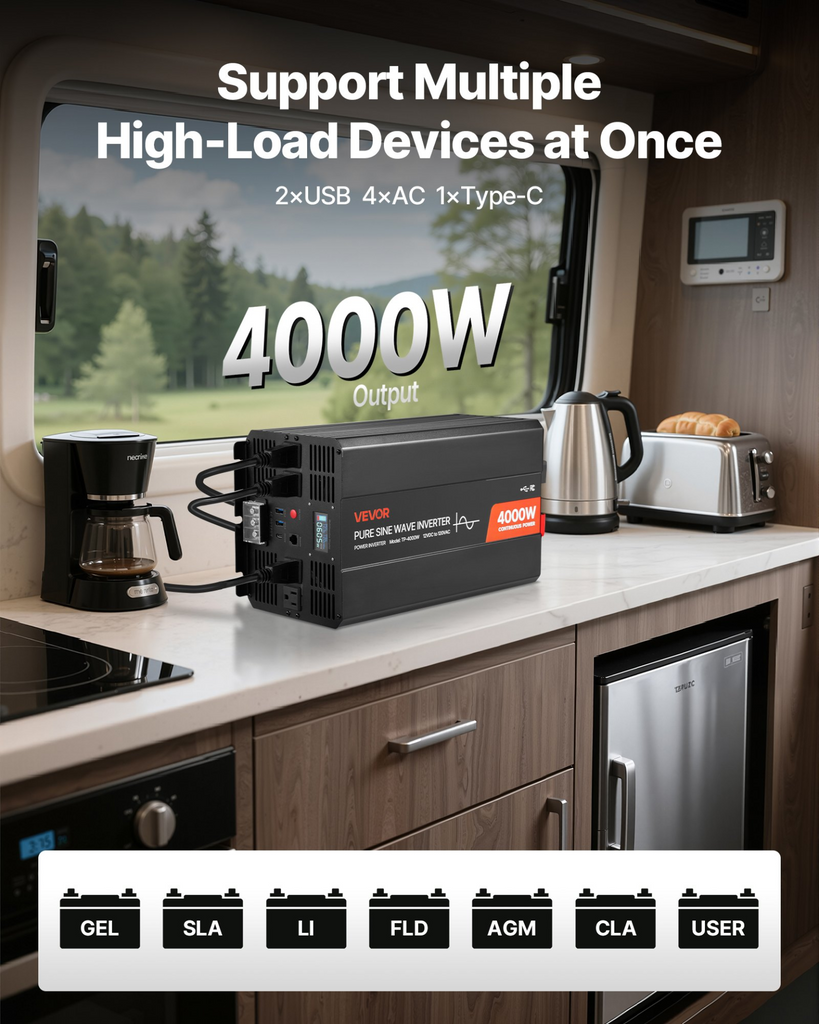 Inversor de potencia de 4000 W, 12 V