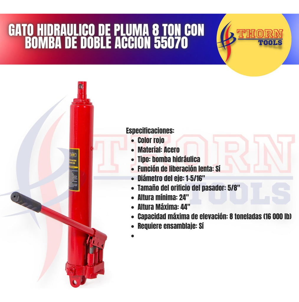 Gato Hidraulico De Pluma 8 Ton Con Bomba Doble Accion 55070