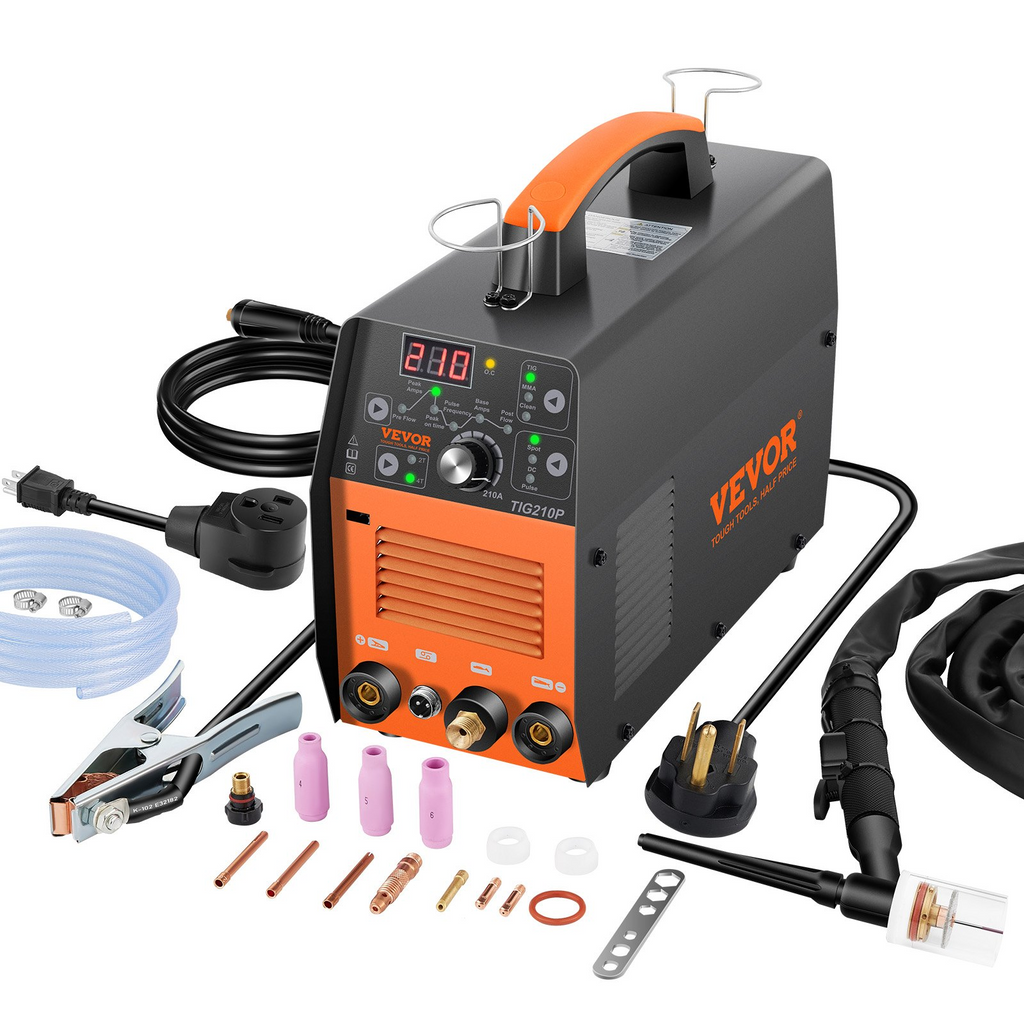 VEVOR 210Amp TIG Welder, Welder TIG 3 in 1, 110/220V Dual Voltage HF TIG/Stick/Clean Welding Machine w/USB, IGBT Inverter & Torch, Digital Arc Welder