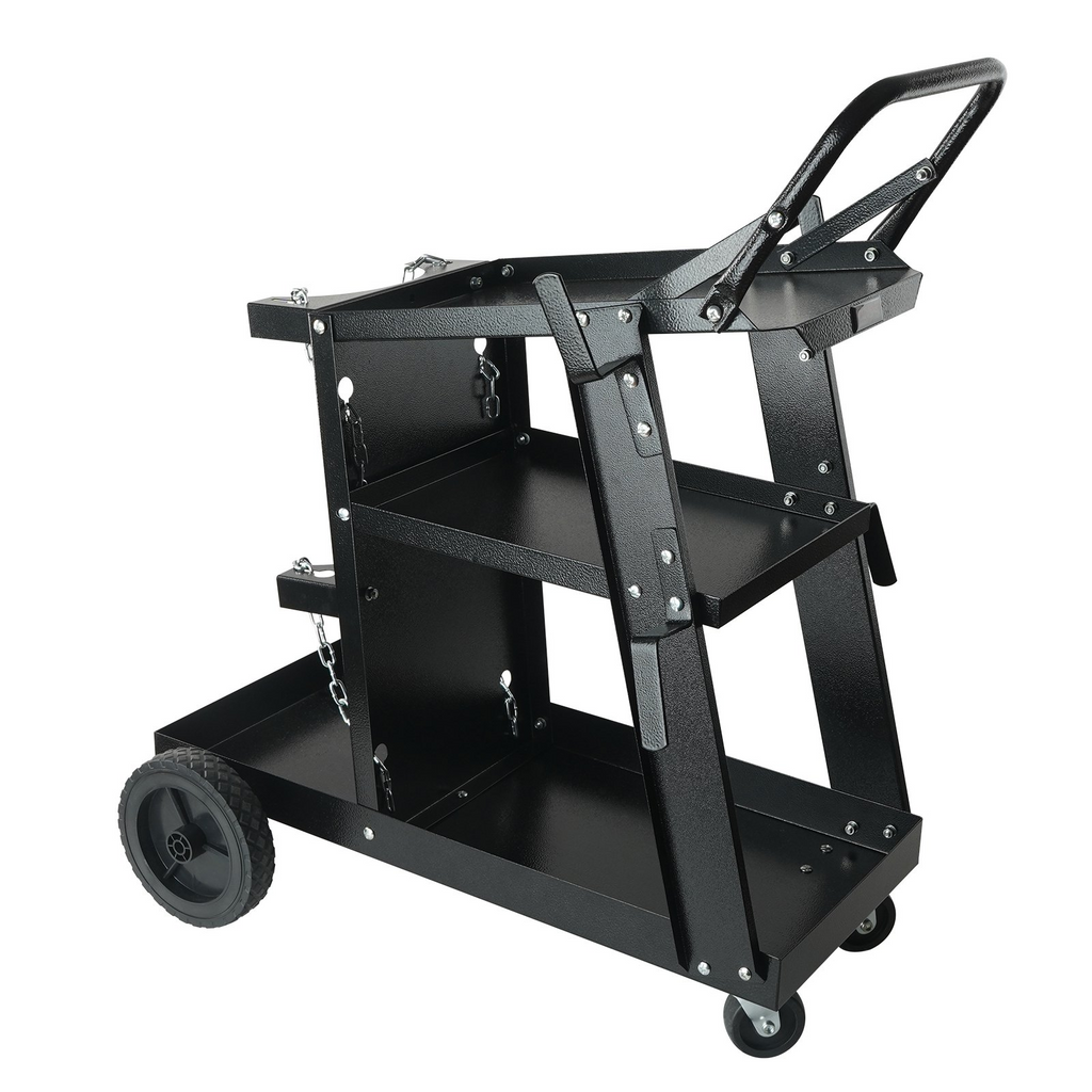 VEVOR Welding Cart, 3-Tier Welder Cart Heavy Duty with 400 Lbs Weight Capacity, 360° Swivel Wheels, Tank Storage Safety Chains, Rolling MIG Welder Cart for TIG, ARC, MMA, Plasma Cutter Welding Machine