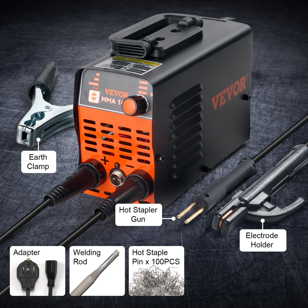 VEVOR Stick Welder, 140Amp Stick & Plastic ARC Welder Machine, 110/220V Hot Stapler with Hot Start Arc Force Anti-Stick, Plastic Welding Kit Car Bumper Repair Kit