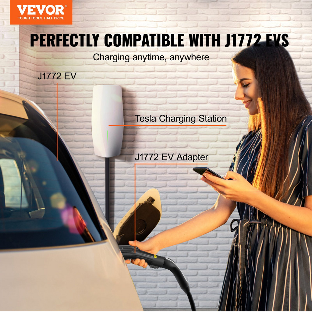 Adaptador de carga VEVOR Tesla a J1772 máx. 48 A 240 V  IP65