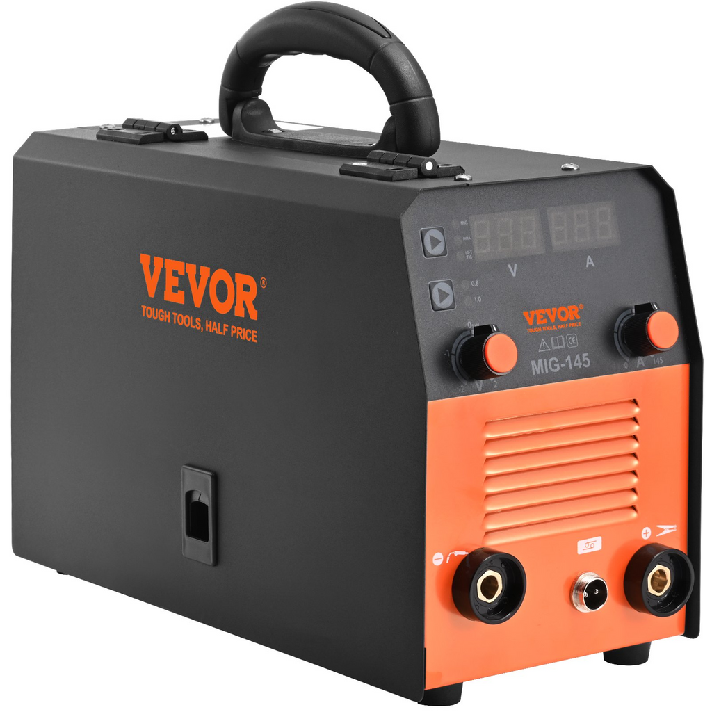 VEVOR 145Amp MIG Welder, Welding Machine 3 in 1, 110 V Flux Core/Solid Wire Welding Machine with IGBT Inverter & MIG Torch, Digital MIG/Lift TIG/Stick Multiprocess Welder