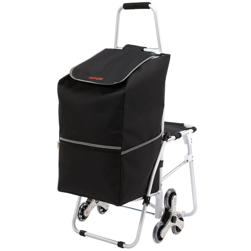 Carro de la compra plegable VEVOR para subir escaleras 50 l con bolsa impermeable y asiento