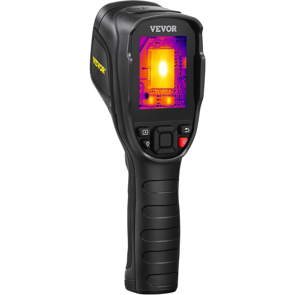 Cámara termográfica VEVOR resolución IR de 240 x 180 con cámara visual de 2 MP frecuencia de actualización de 20 Hz rango de temperatura de -4 ℉ ~ 1022 ℉, tarjeta SD incorporada de 64 G y batería de iones de litio recargable