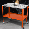 VEVOR 36" x 18" Welding Table, 1200lbs Load Capacity Steel Welding Workbench Table on Wheels, Portable Work Bench with Braking Lockable Casters, 4 Tool Slots, 5/8-inch Fixture Holes, Tool Tray