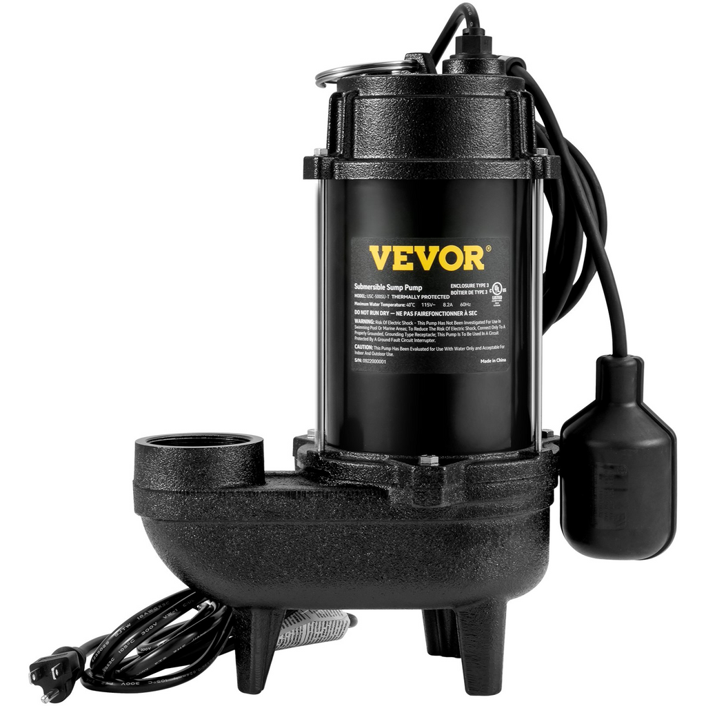 Bomba de agua sumergible para aguas residuales VEVOR 3/4 HP 5880 GPH