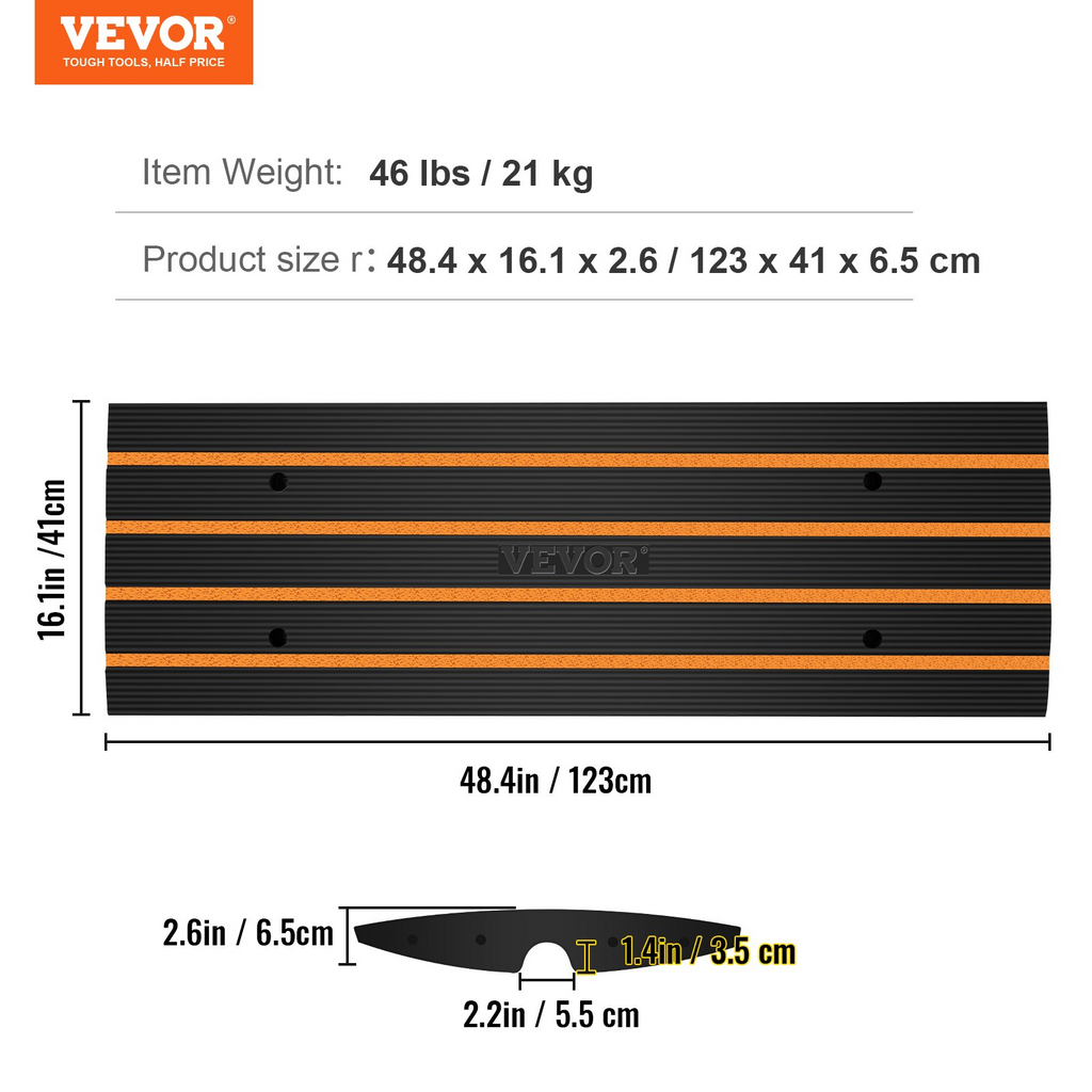 Rampa de goma para aceras VEVOR paquete de 2 resistente 15 T altura de elevación de 2,6"