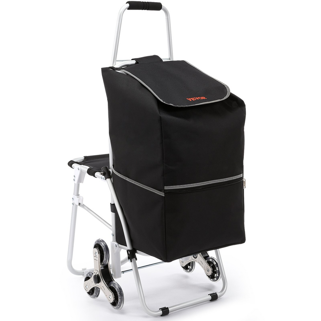 Carro de la compra plegable VEVOR para subir escaleras 50 l con bolsa impermeable y asiento