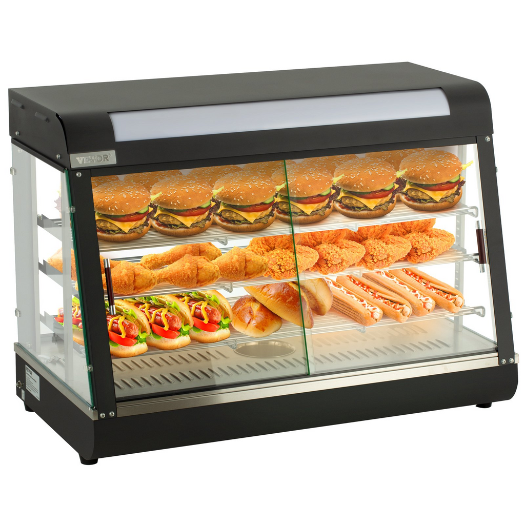 Calentador de alimentos comercial VEVOR 3 niveles calentador de pizza de 1800 W con calefacción 3D iluminación de 3 colores