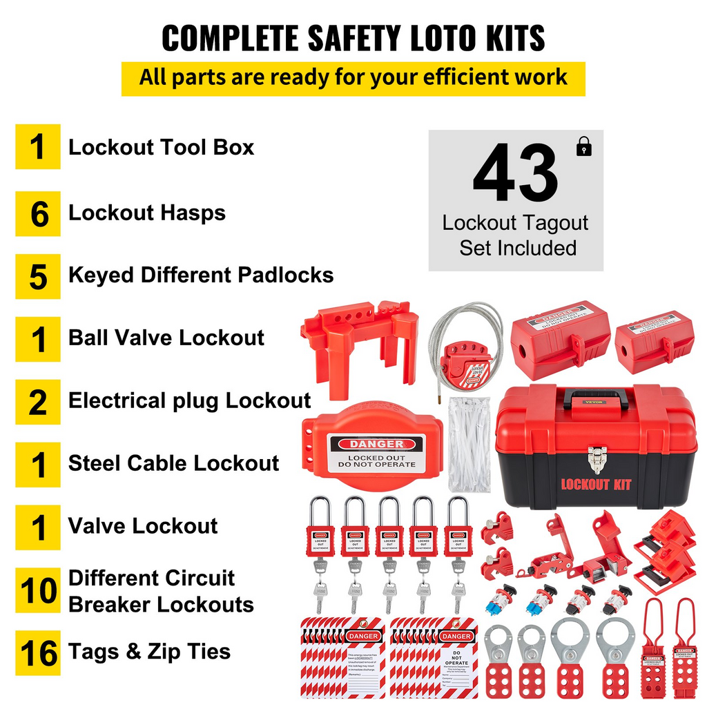 Kits de bloqueo y etiquetado de 43 piezas. El kit