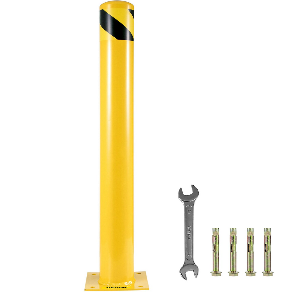 VEVOR - Bolardo de seguridad de 42" x 5,5" bolardo de seguridad de 5-1/2" de diámetro exterior y 42" de altura con 4 pernos de anclaje gratuitos