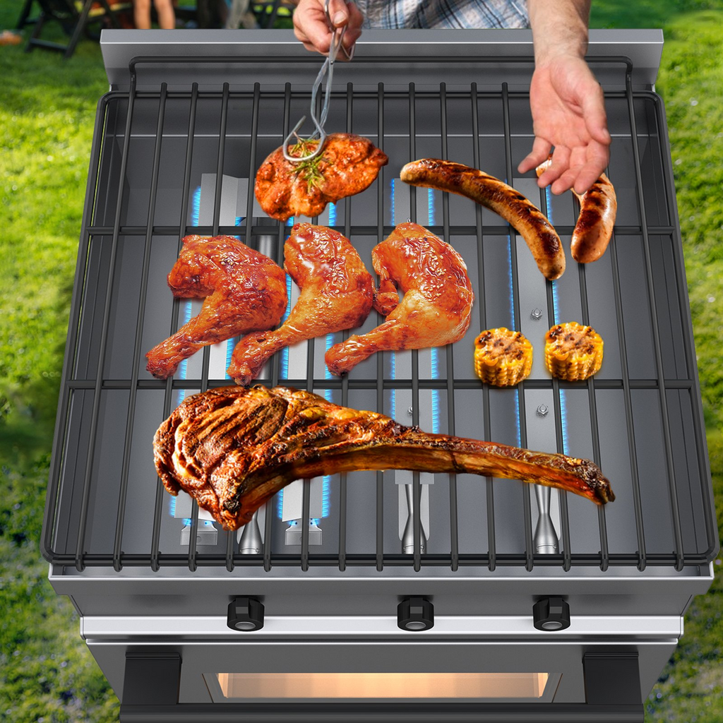 Repuestos para quemadores de barbacoa VEVOR kit con quemador de acero inoxidable 3 paquetes con aleta de aire para parrillas a gas