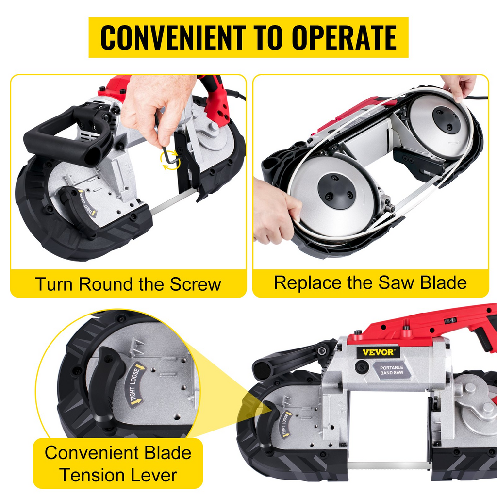 Sierra de cinta portátil VEVOR de 110 V con capacidad de corte de 5 pulgadas motor de 10 A