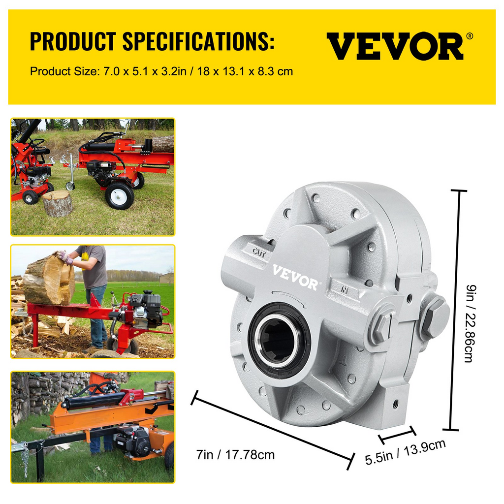 Bomba hidráulica VEVOR de 16,6 GPM motor hidráulico de 540 RPM divisor de troncos de 2500 PSI puerto de salida SAE 12