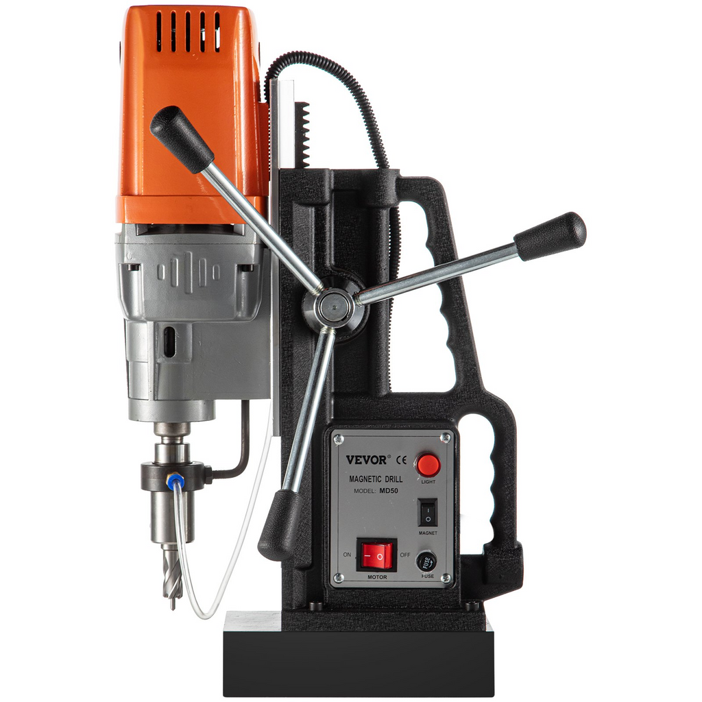 Taladro magnético VEVOR 1680W MD50 velocidad de husillo de 300 RPM con diámetro de perforación de 2 pulgadas y fuerza magnética de 2900 libras