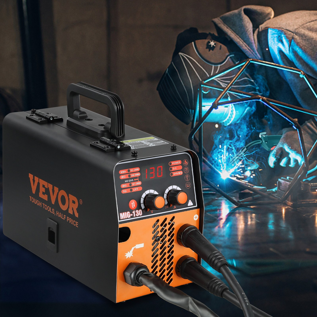 VEVOR MIG Welder, 130A Flux Core Welder, 3 in 1 Combo MMA/MIG/LIFT TIG Welder Machine, Portable MIG-130 Welding Machine IGBT Inverter, Automatic Wire Feeding Welder for Stainless Steel, Carbon Steel