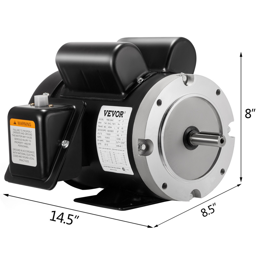 Motor de compresor eléctrico VEVOR 2 HP velocidad nominal 1725 RPM  CA 115 V 230 V marco 56C