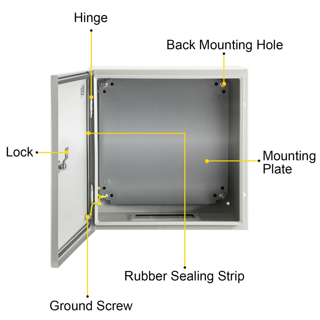 Caja de acero NEMA VEVOR, caja eléctrica de acero NEMA 4X de 12 x 12 x 8'', resistente al agua y al polvo IP66.