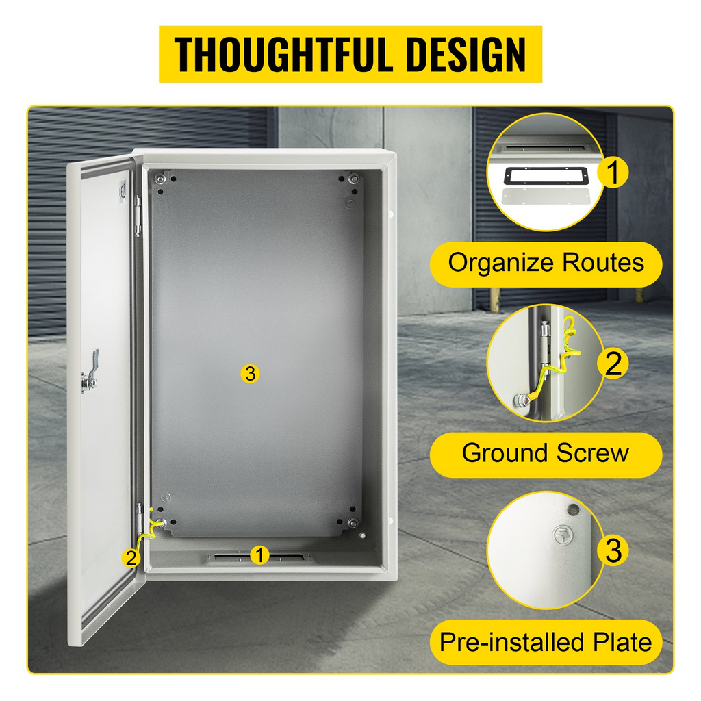 Caja de acero NEMA VEVOR, caja eléctrica de acero NEMA 4X de 20 x 12 x 10'', resistente al agua y al polvo IP66,