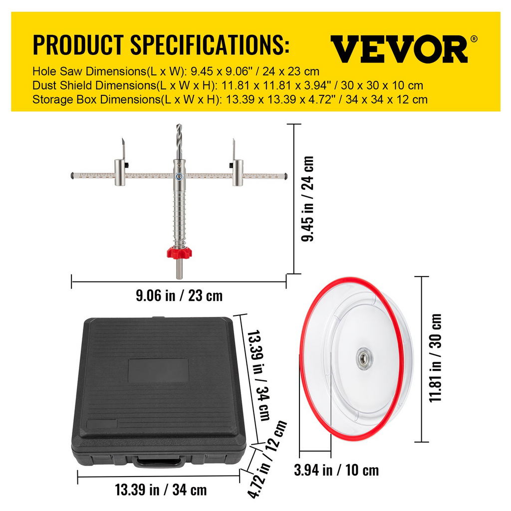 Kit de sierra de corona ajustable VEVOR 1-5/8" a 8" (40-200 mm) dos brocas piloto reemplazables