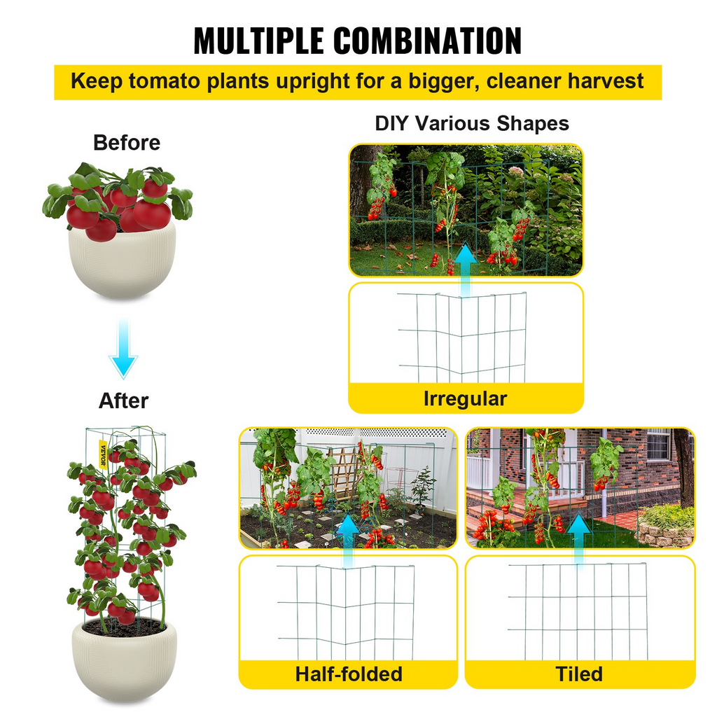 Jaulas para tomates VEVOR 14,6" x 14,6" x 39,4" 3 paquetes de jaulas para tomates para jardín