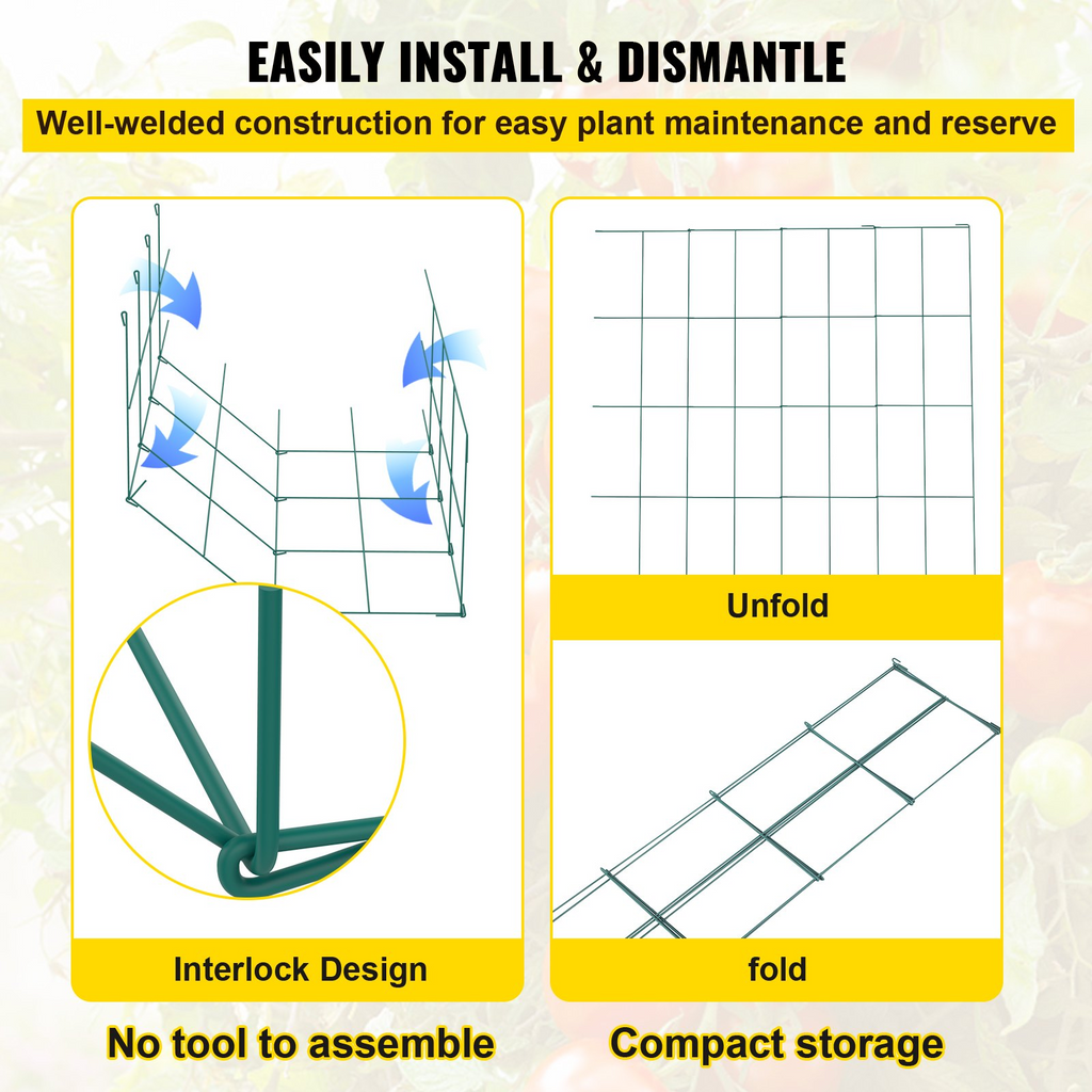 Jaulas para tomates VEVOR 14,6" x 14,6" x 39,4" 3 paquetes de jaulas para tomates para jardín