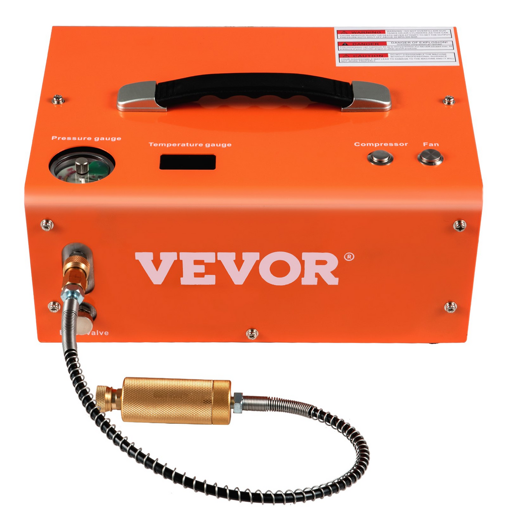 Compresor de aire PCP VEVOR portátil de 4000 PSI de 24 V CC 110 V/220 V CA con parada automática adaptador integrado y refrigeración por ventilador