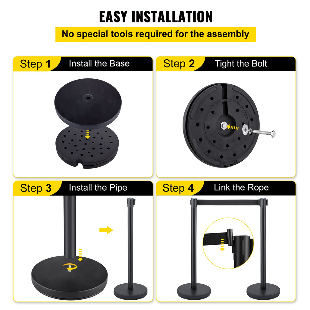 VEVOR 6 postes de soporte negros de acero inoxidable de 36 pulgadas