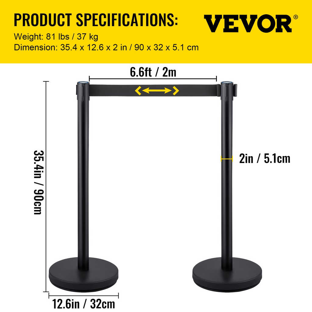 VEVOR 6 postes de soporte negros de acero inoxidable de 36 pulgadas