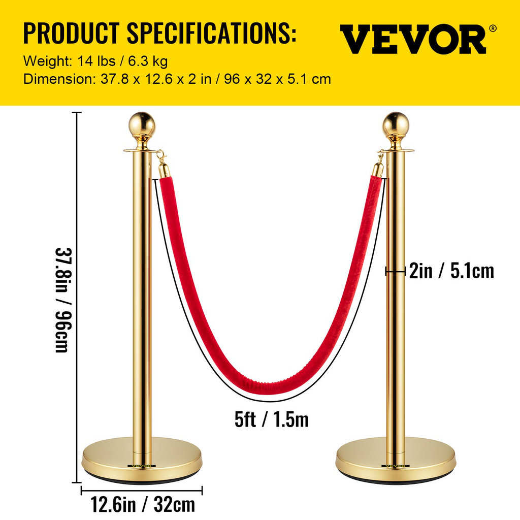 VEVOR 4 postes dorados para colas de 38 pulgadas