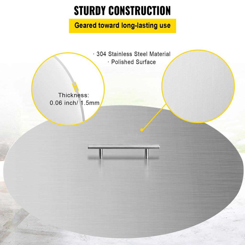 Tapa para fogata VEVOR de 20 pulgadas redonda con forma de anillo de 1,5 mm de grosor de acero inoxidable 304