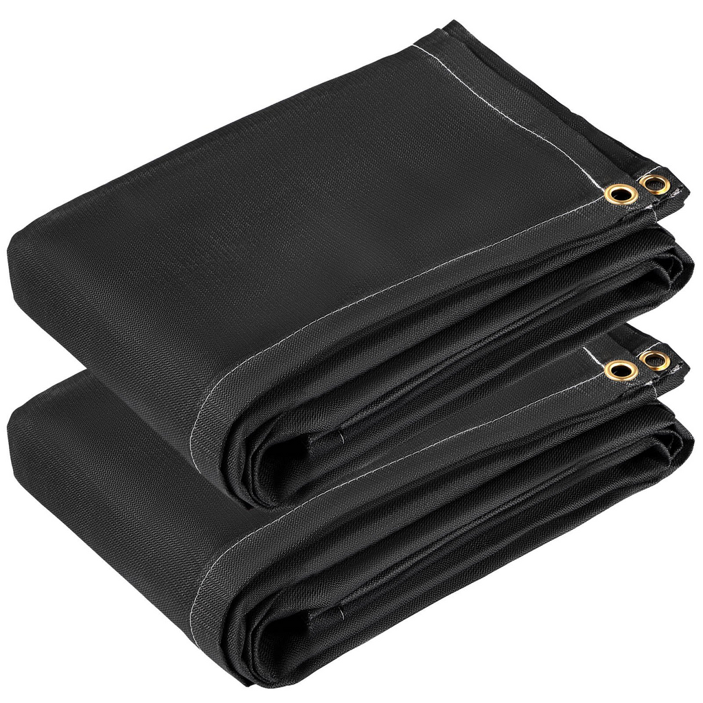 VEVOR Fire Blankets, 2 Pack Welding Blankets, 8' x 10' Fire Suppression Blanket, 1022°F Flame Retardant Blanket, Black Fire Emergency Blankets, Fiberglass Fire Retardant Blanket with 12 Brass Grommets