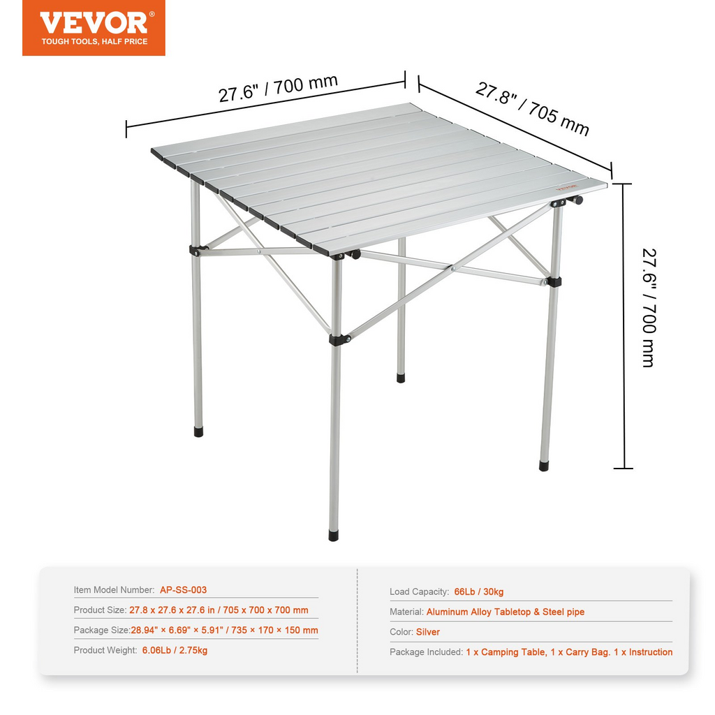 Mesa de camping plegable VEVOR 24 x 16 pulgadas