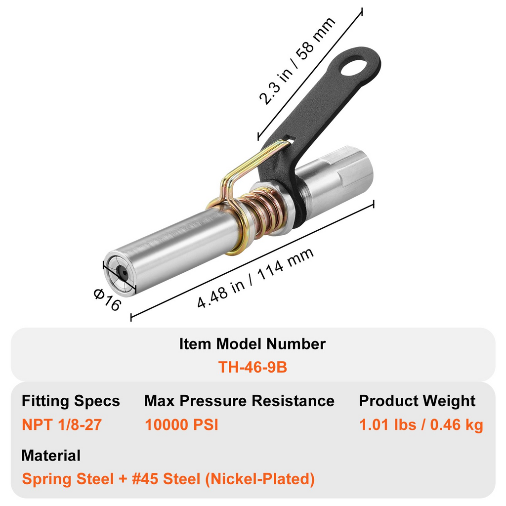 Acoplador de pistola de grasa VEVOR 2 piezas 10 000 PSI de alta presión bloqueo de 6 mordazas