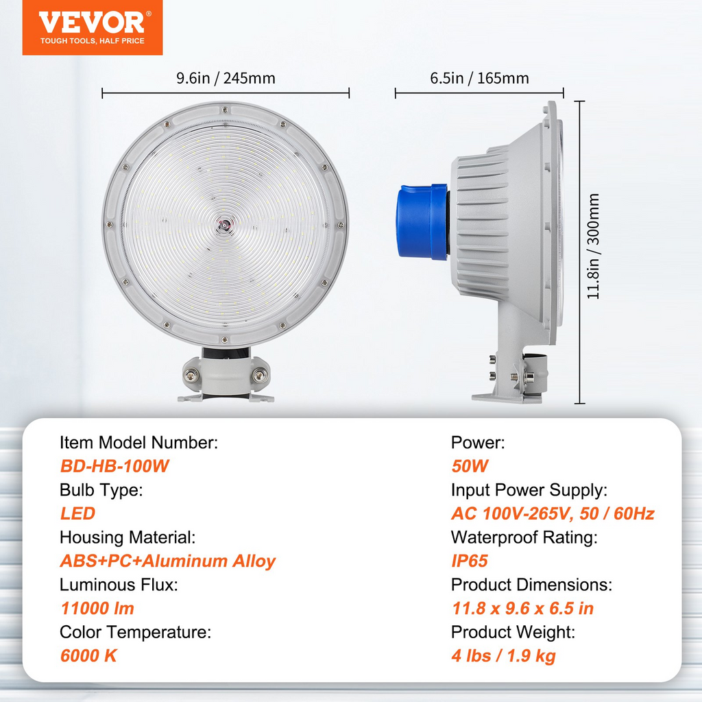 Luz LED para granero VEVOR 100 W 11 000 lm 6000 K