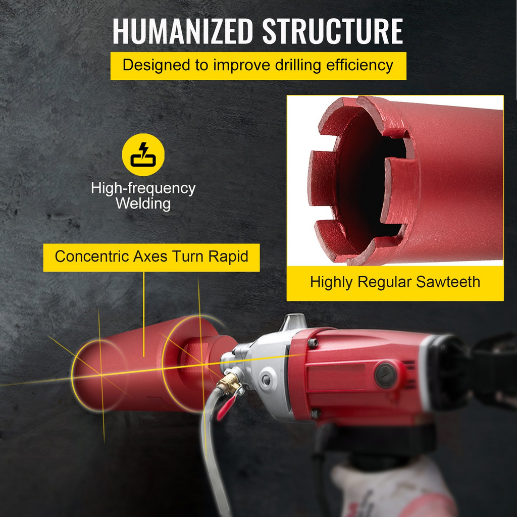 Broca de diamante VEVOR broca de diamante de 3"/ 76 mm de diámetro broca de diamante de 14"/ 355 mm broca de diamante de rosca de 5/8"-11
