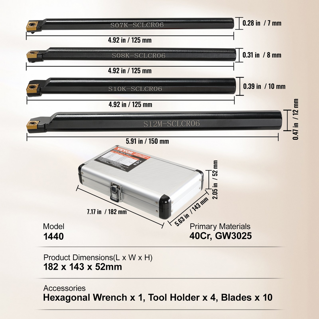 Portaherramientas de torneado indexable de 4 piezas 1/4 pulg. herramientas de corte de torno de metal CNC con insertos de carburo recubiertos de estaño