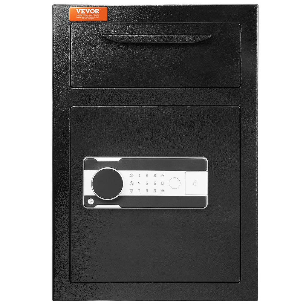 VEVOR Caja fuerte de 2,5 compartimentos con ranura para depósito cerradura con código electrónico y 2 llaves de emergencia 20,27'' x 13,97'' x 13,97''