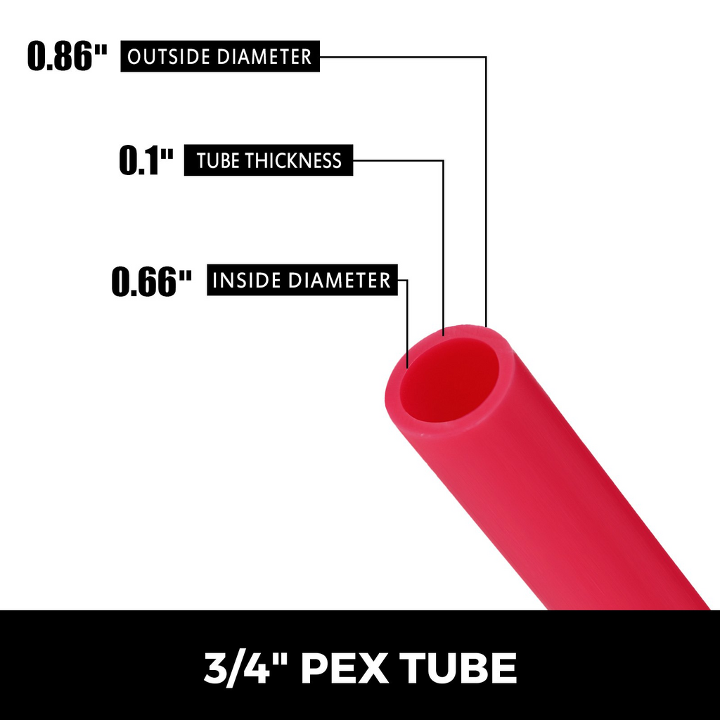 Tubo PEX VEVOR de 3/4" x 300 pies con barrera de oxígeno O2 EVOH Pex-B rojo