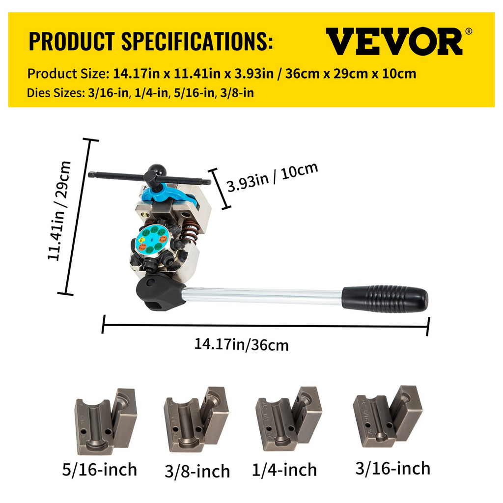 Herramienta para abocardar líneas de freno VEVOR de 45 grados para tubos de 3/16", 1/4", 5/16" y 3/8"