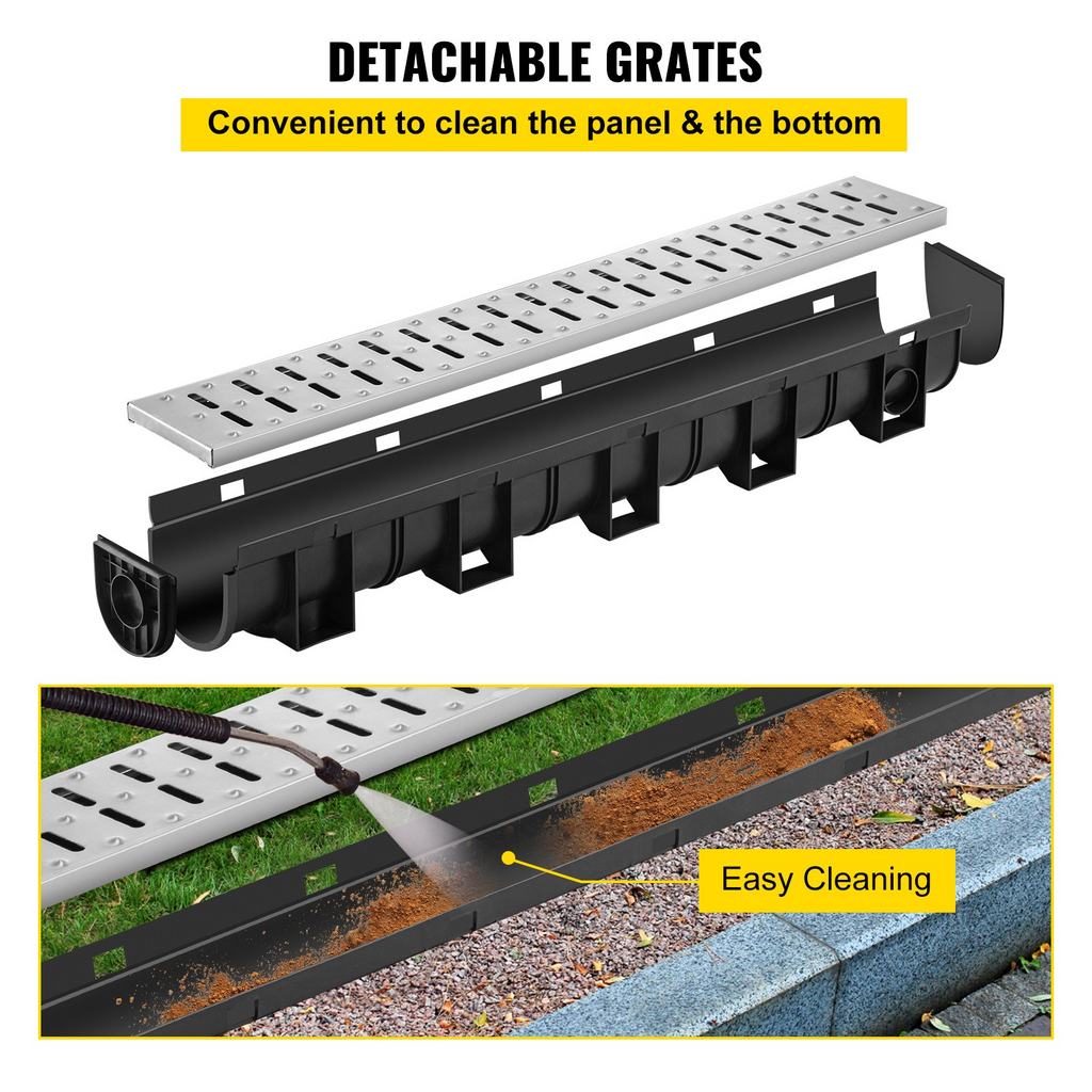 Sistema de drenaje de zanja VEVOR 5,9 x 5,1 pulgadas rejilla de drenaje de zanja de 3 x 39