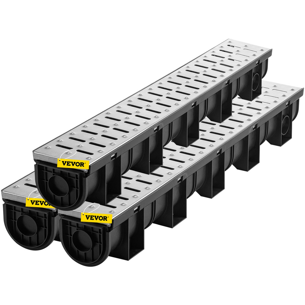 Sistema de drenaje de zanja VEVOR 5,9 x 5,1 pulgadas rejilla de drenaje de zanja de 3 x 39