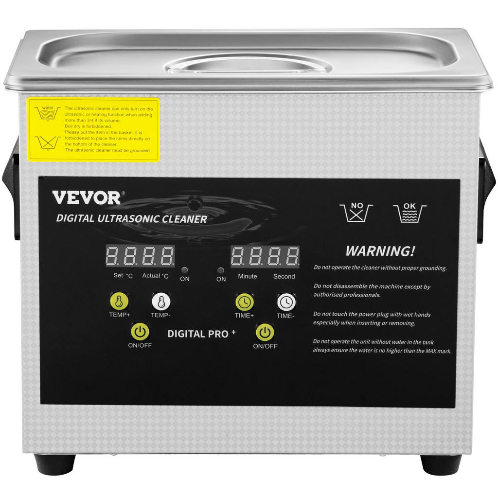 Limpiador ultrasónico mejorado VEVOR 3L (calentador de 200 W, ultrasónico de 120 W)