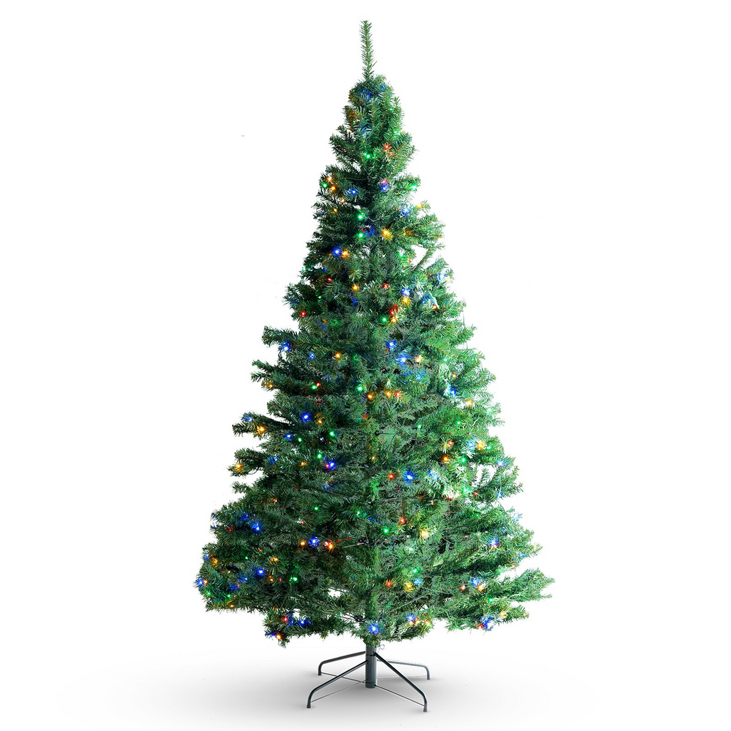 Árbol de Navidad VEVOR artificial preiluminado de 6,5 pies con 450 luces LED multicolor 1227 puntas de ramas