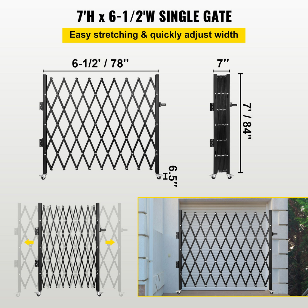 Puerta de seguridad plegable simple VEVOR 7,1' de alto x 7,1' de ancho (85 x 85 pulgadas)