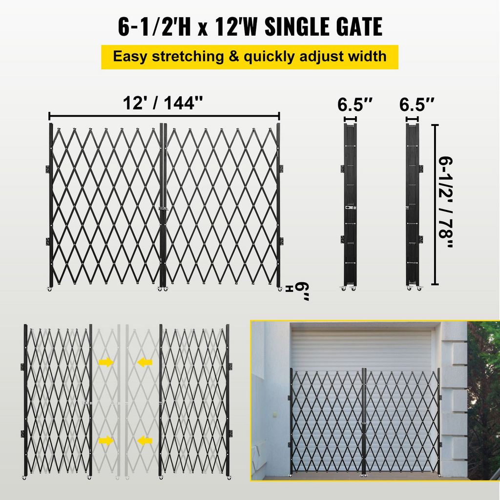 Puerta de seguridad plegable doble VEVOR de 7,1' de alto x 12,5' de ancho