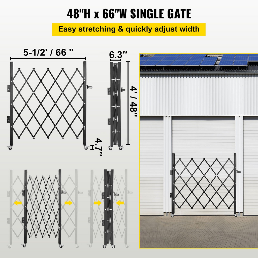 Puerta de seguridad plegable simple VEVOR de 48" de alto x 66" de ancho