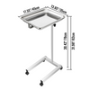 Carrito de laboratorio de acero inoxidable con bandeja Mayo de 18 x 14 pulgadas altura ajustable bandeja para instrumentos de 32" a 51" bandeja extraíble 4 ruedas