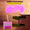 Letrero de neón Let's Party de VEVOR 26" x 12" decoración de pared luz de neón rosa con brillo ajustable con control remoto y adaptador de corriente para fiestas y celebraciones